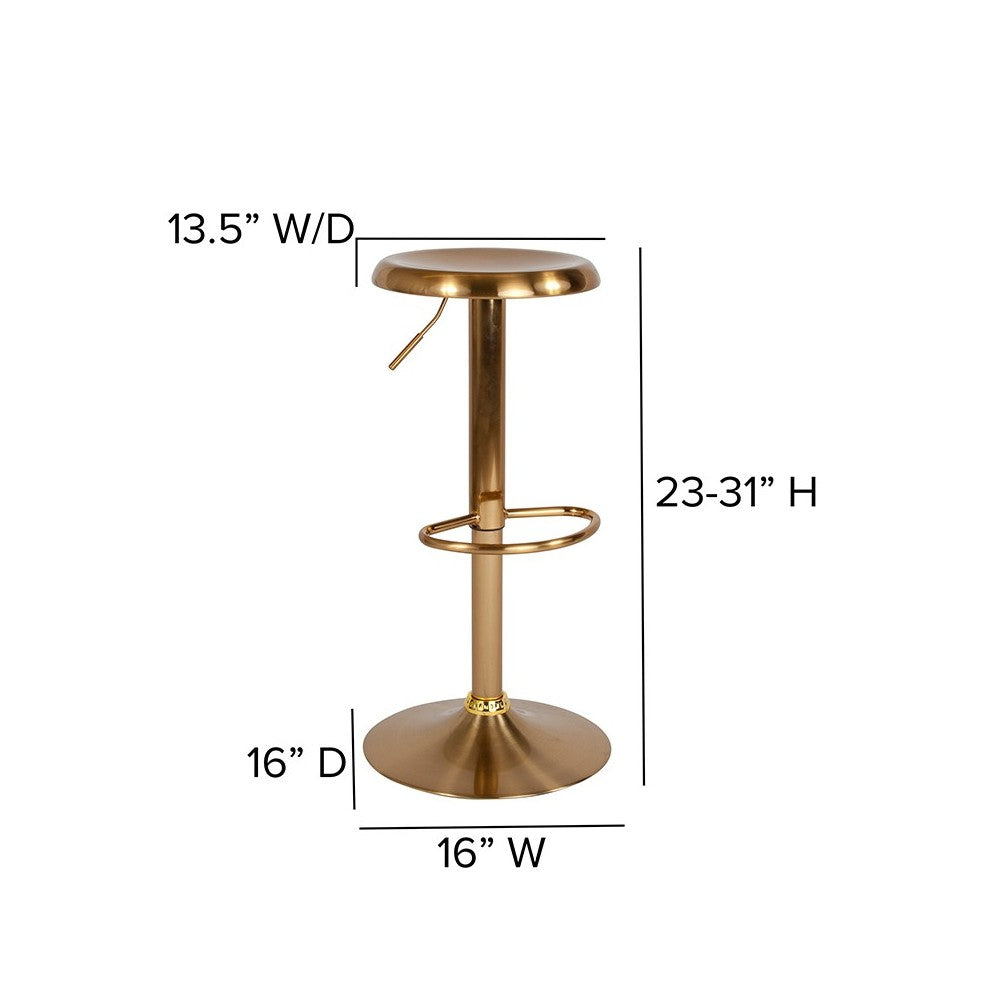 Madrid Series Adjustable Height Retro Barstool in Gold Finish