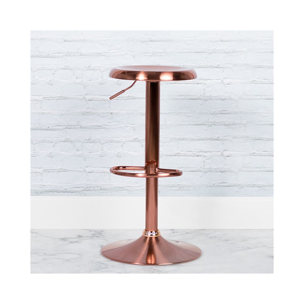 Madrid Series Adjustable Height Retro Barstool in Rose Gold Finish