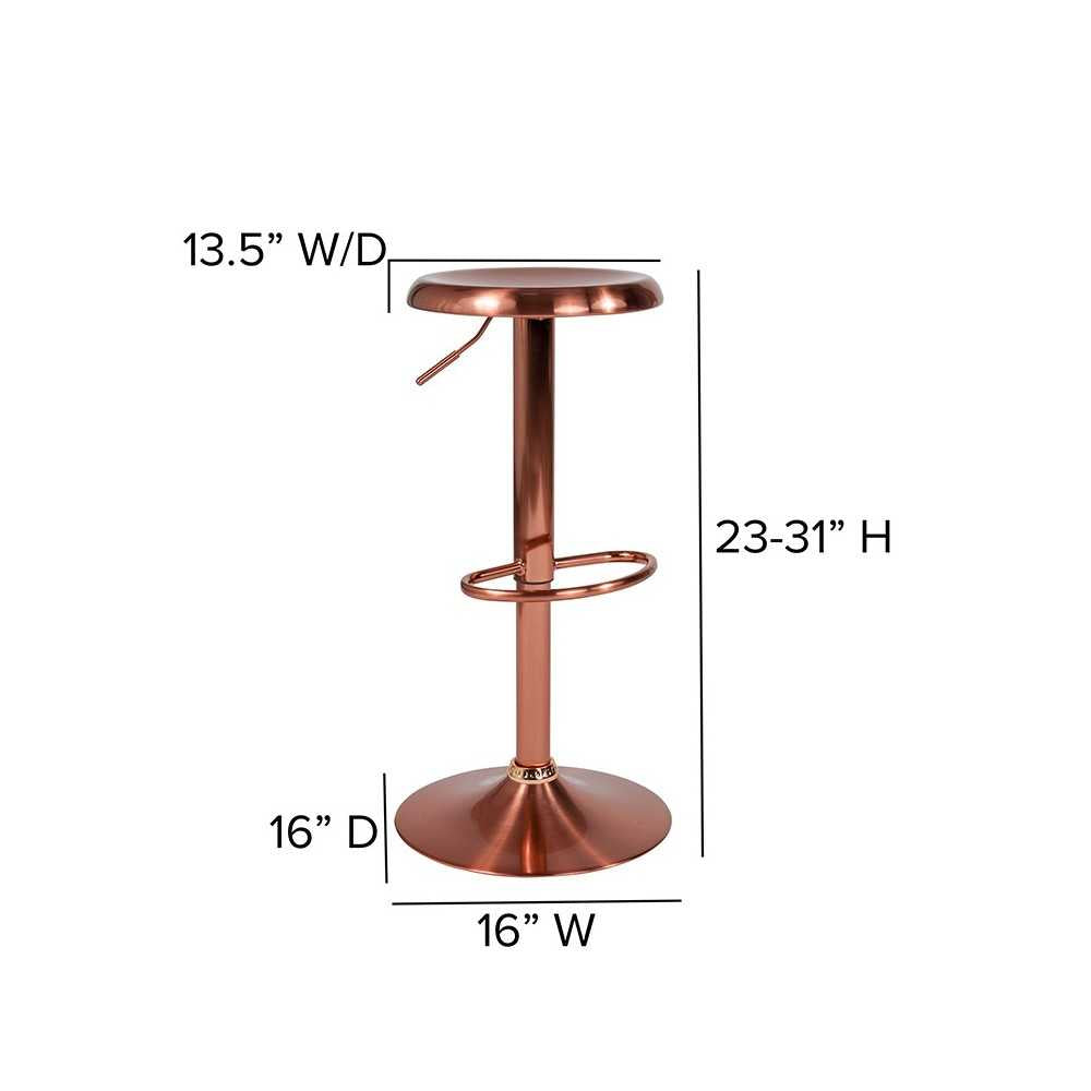 Madrid Series Adjustable Height Retro Barstool in Rose Gold Finish