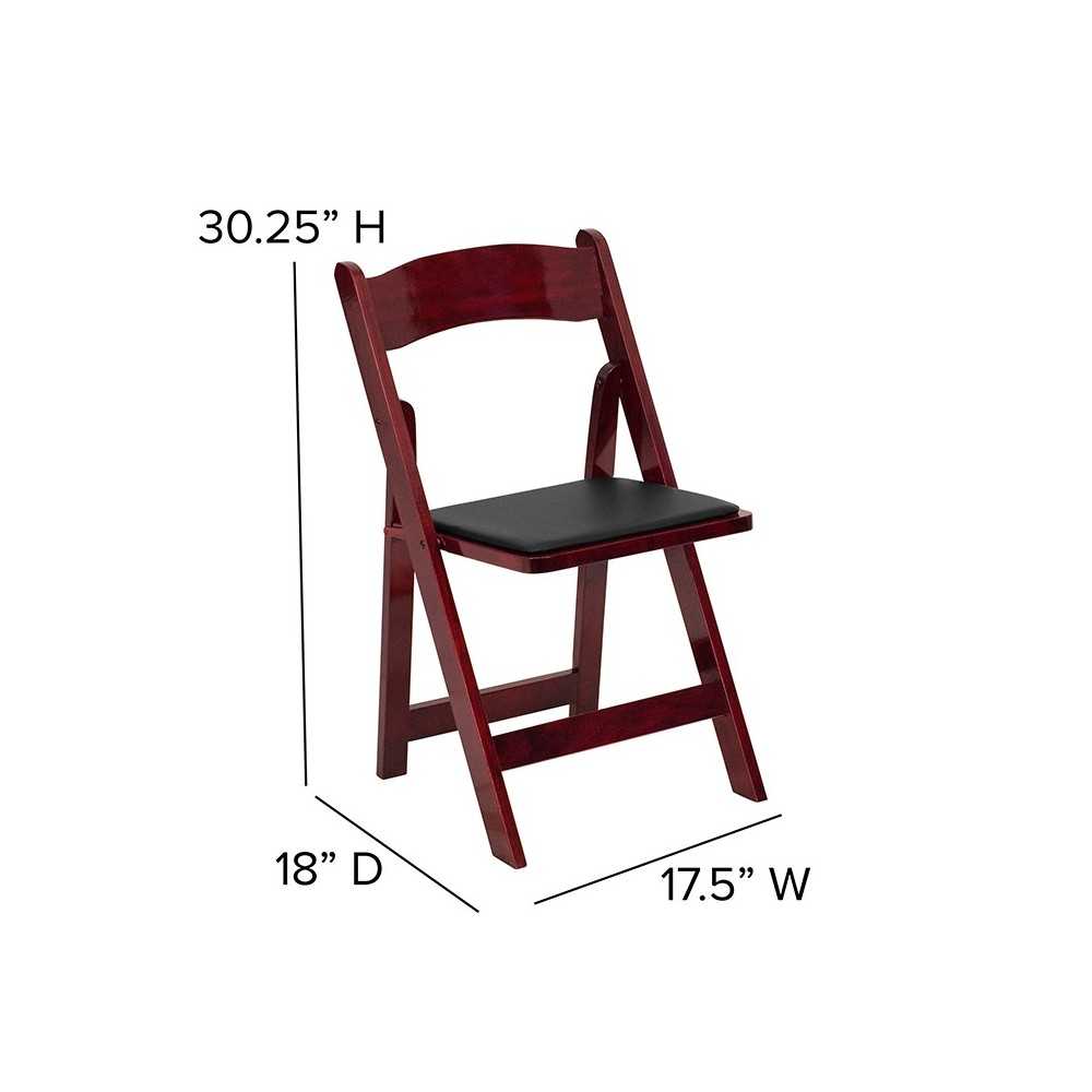 Mahogany Wood Folding Chair with Vinyl Padded Seat