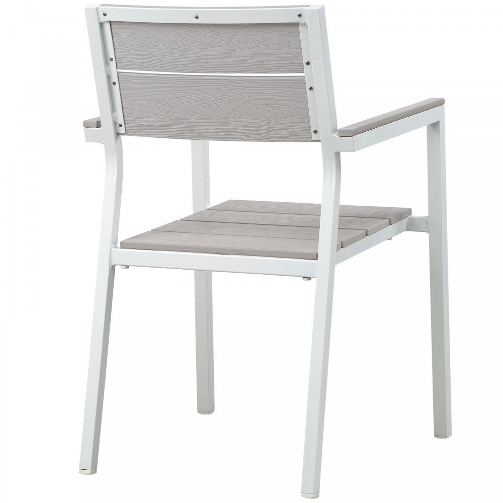 Maine 3 Piece Outdoor Patio Dining Set, White Light Gray, EEI-1743-WHI-LGR-SET