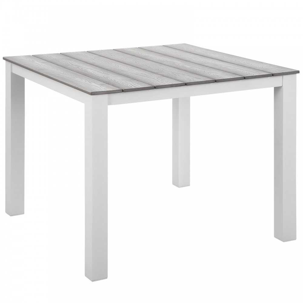 Maine 3 Piece Outdoor Patio Dining Set, White Light Gray, EEI-1743-WHI-LGR-SET