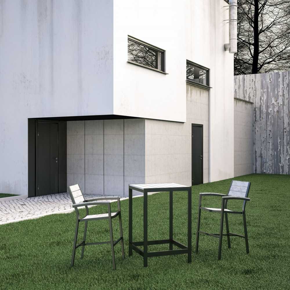 Maine 3 Piece Outdoor Patio Dining Set, Brown Gray, EEI-1754-BRN-GRY-SET