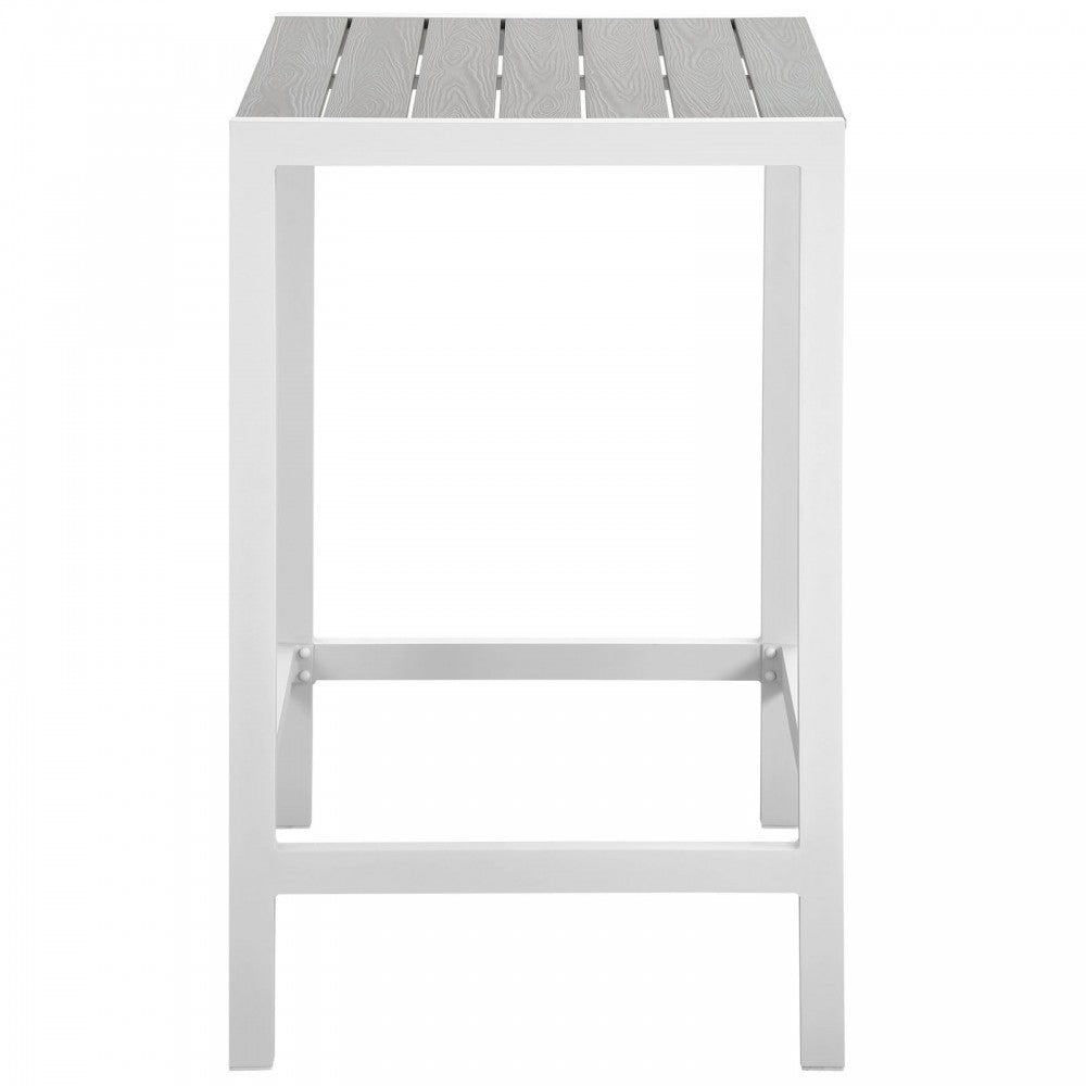 Maine 5 Piece Outdoor Patio Bar Set, White Light Gray