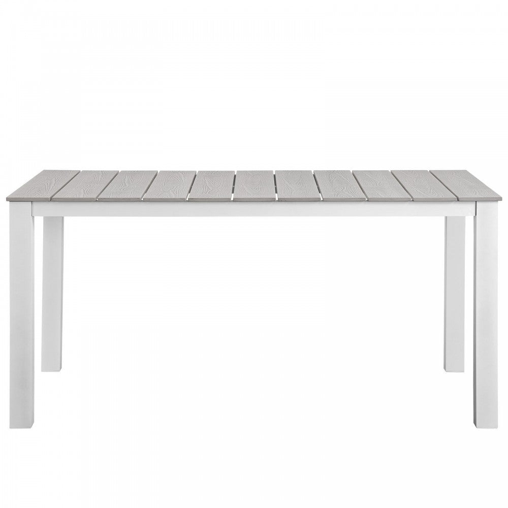 Maine 5 Piece Outdoor Patio Dining Set, White Light Gray, EEI-1747-WHI-LGR-SET