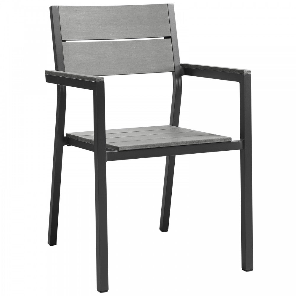 Maine Dining Armchair Outdoor Patio Set of 2, Brown Gray