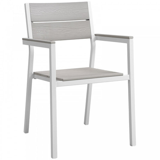 Maine Dining Outdoor Patio Armchair, White Light Gray