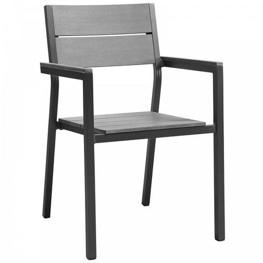Maine Dining Outdoor Patio Armchair, Brown Gray