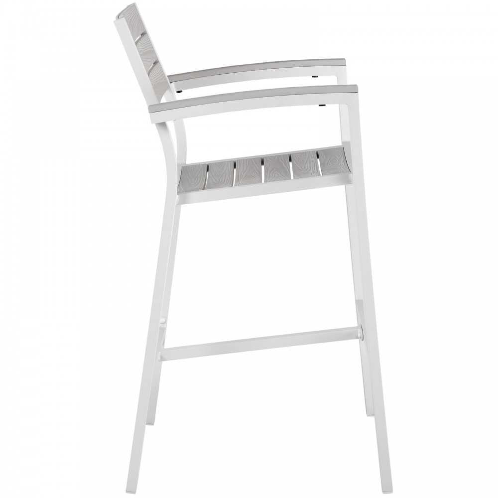 Maine Outdoor Patio Bar Stool, White Light Gray
