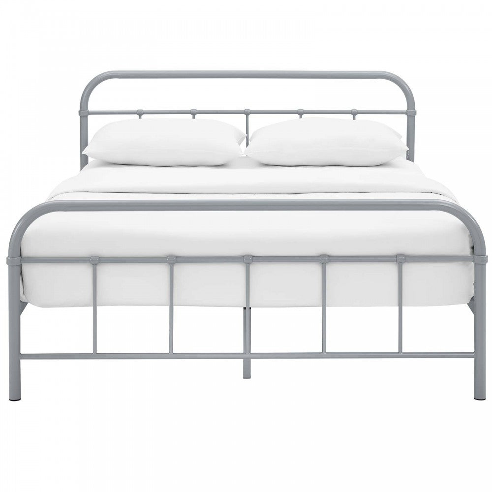 Maisie Queen Stainless Steel Bed Frame, Gray