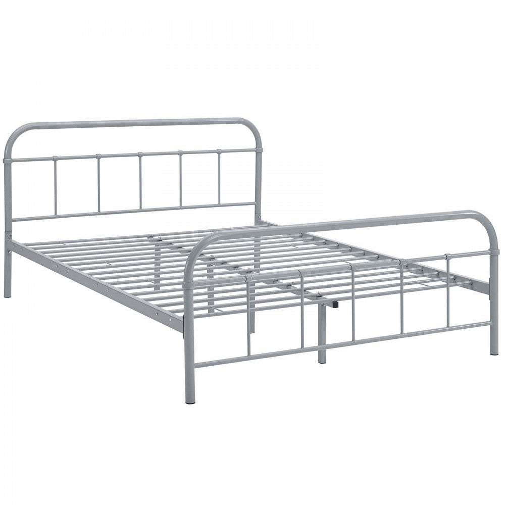 Maisie Queen Stainless Steel Bed Frame, Gray