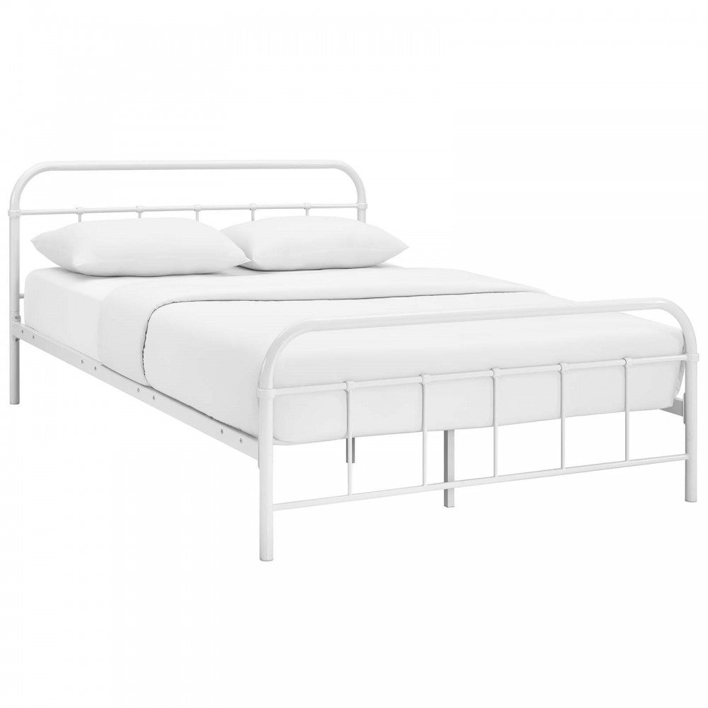 Maisie Queen Stainless Steel Bed Frame, White