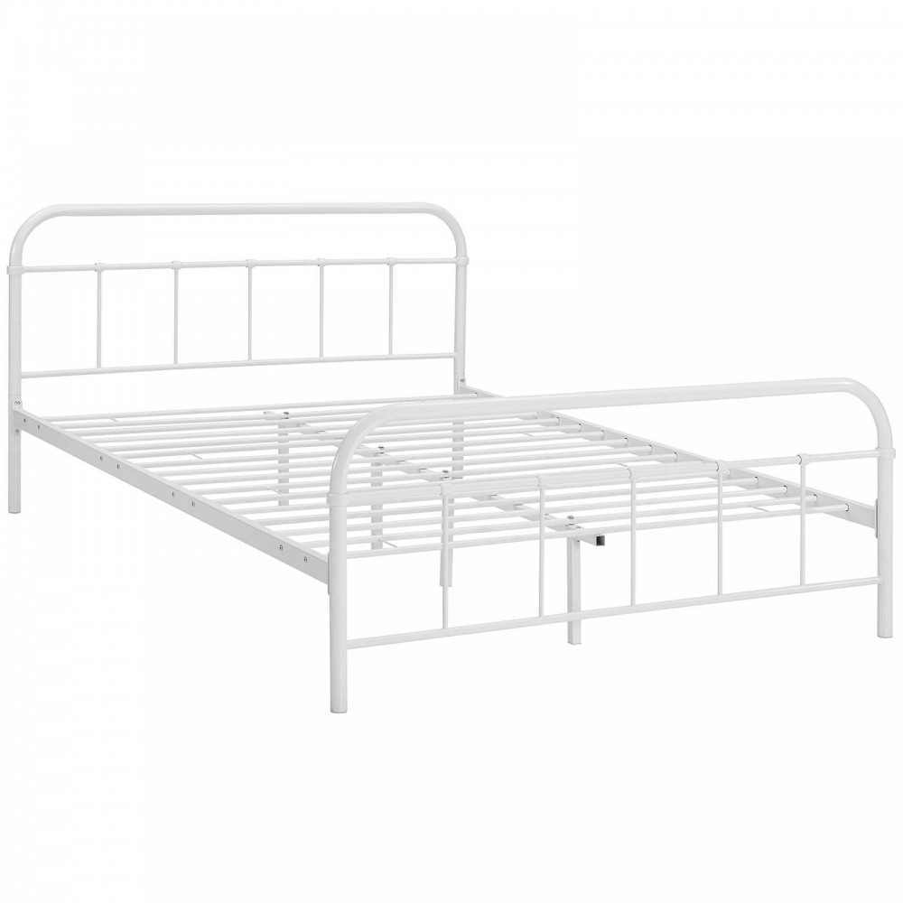 Maisie Queen Stainless Steel Bed Frame, White