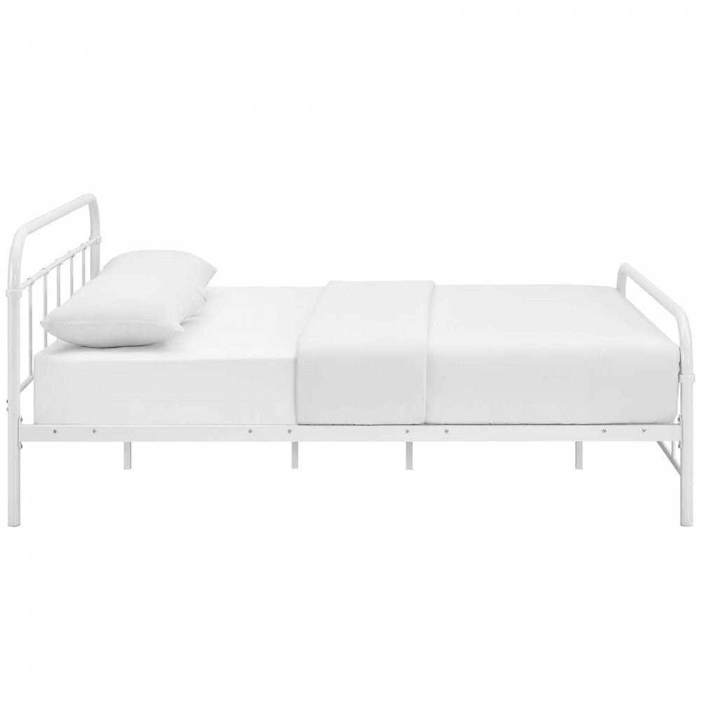 Maisie Queen Stainless Steel Bed Frame, White