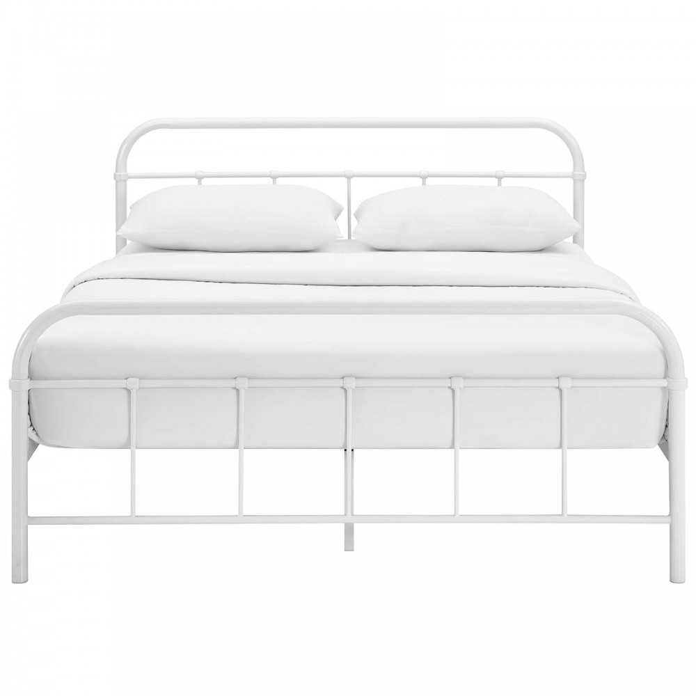 Maisie Queen Stainless Steel Bed Frame, White