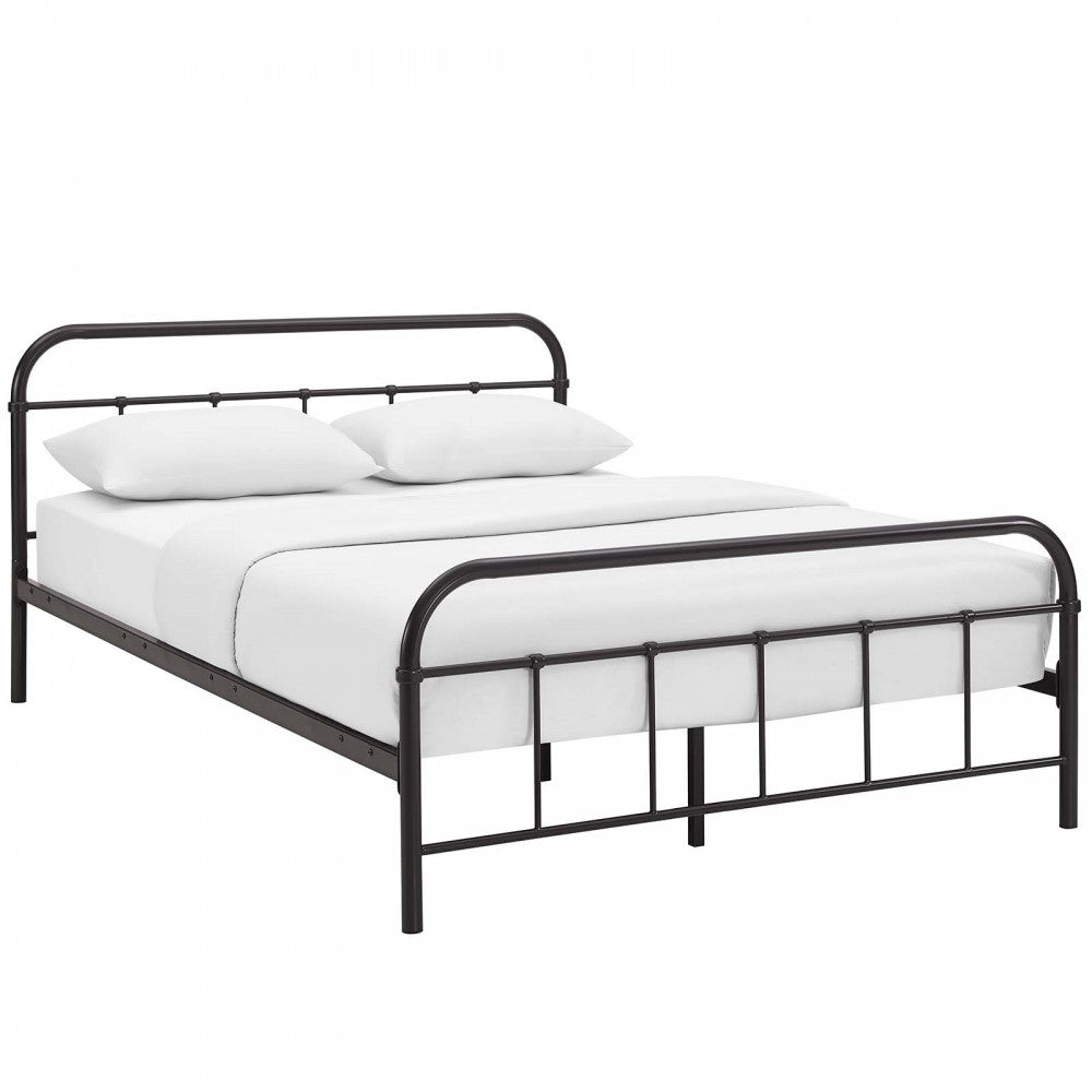 Maisie Queen Stainless Steel Bed Frame, Brown