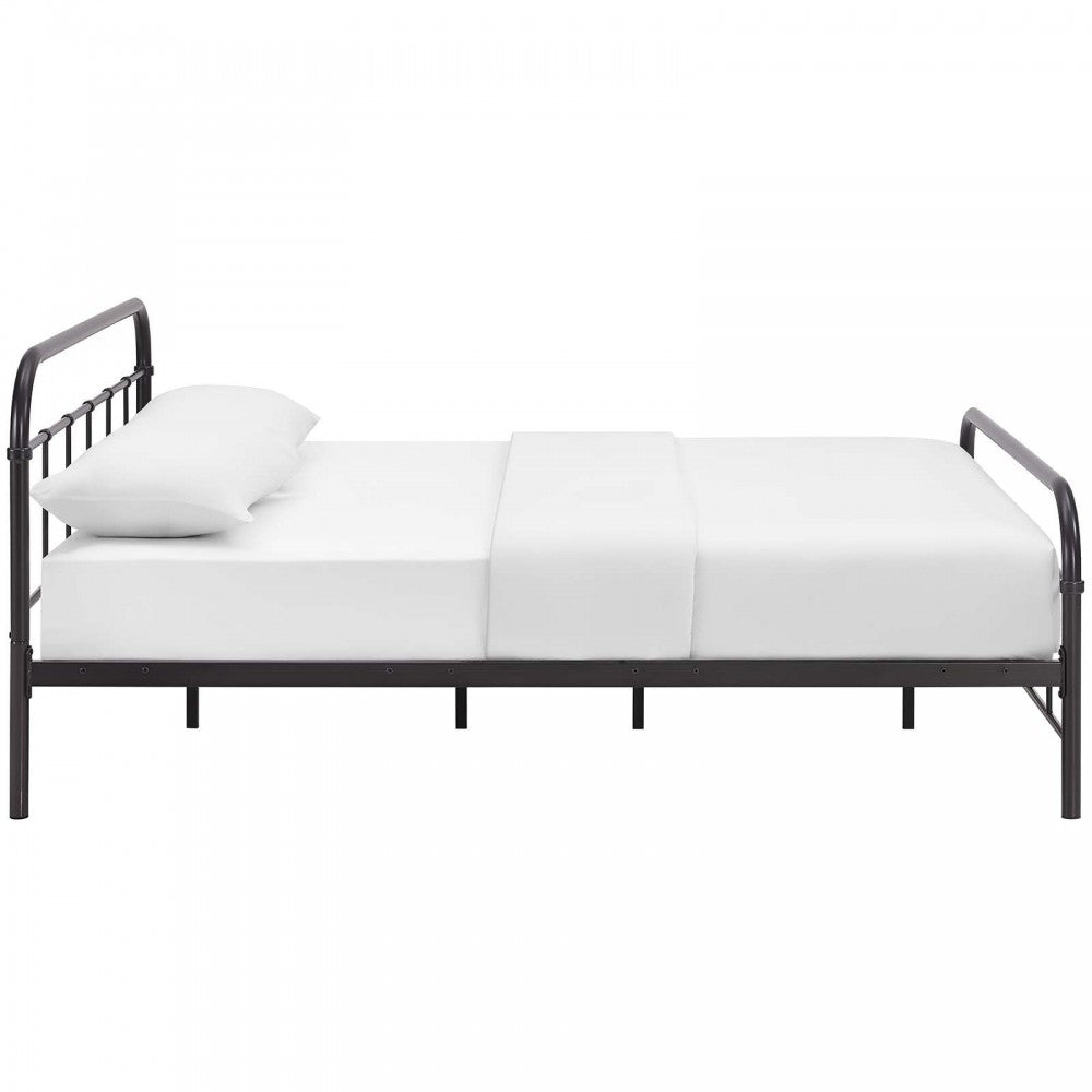 Maisie Queen Stainless Steel Bed Frame, Brown