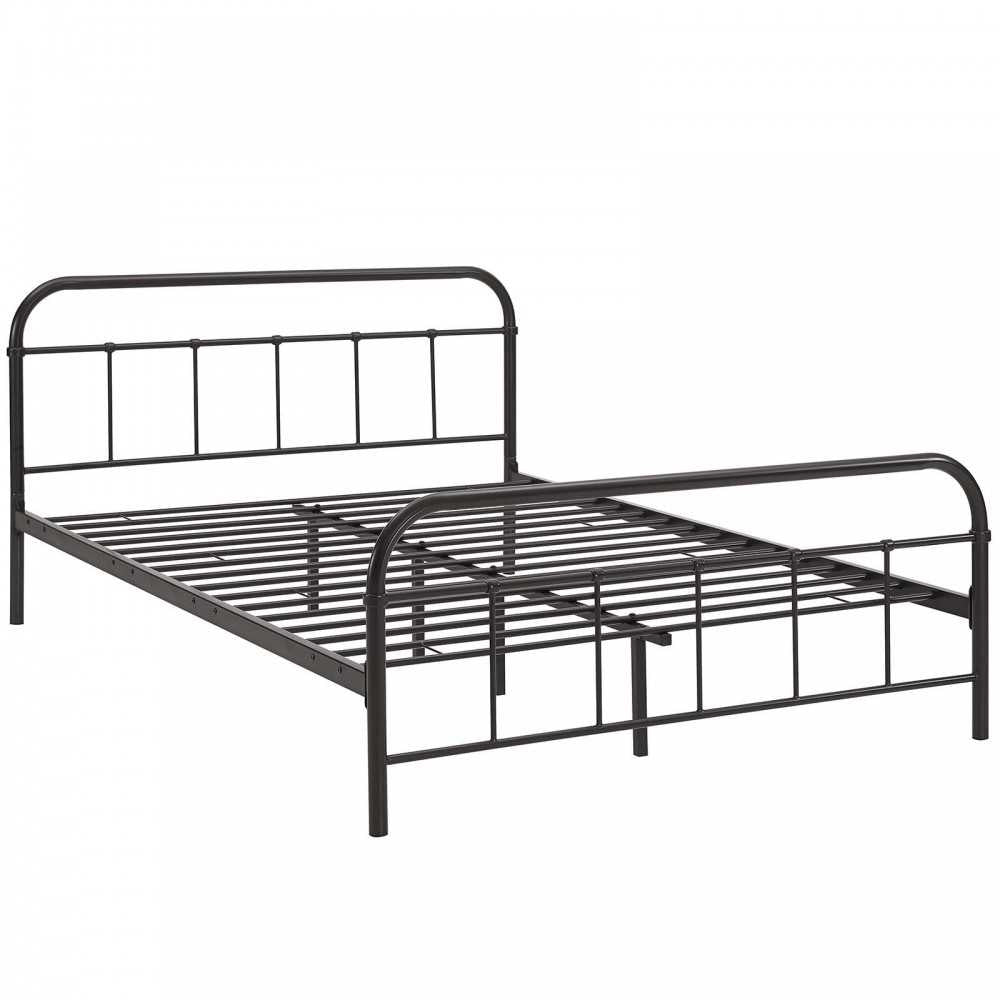 Maisie Queen Stainless Steel Bed Frame, Brown