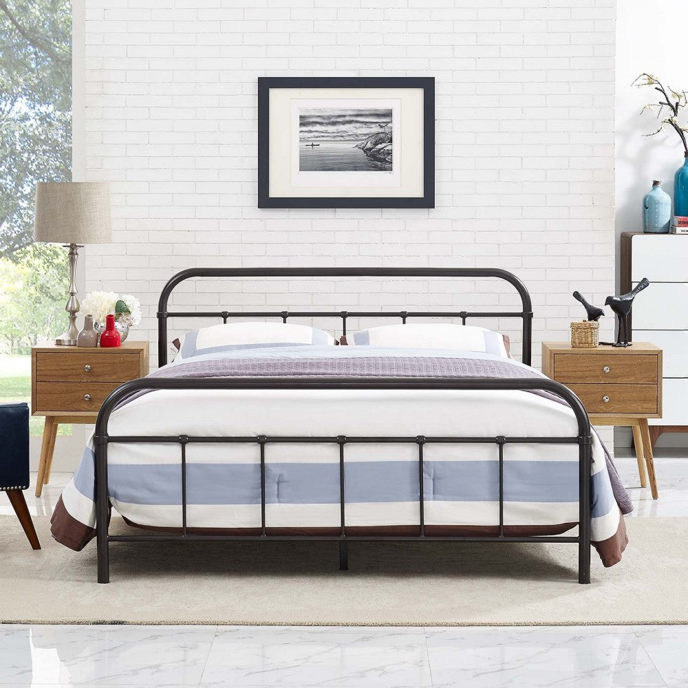 Maisie Queen Stainless Steel Bed Frame, Brown