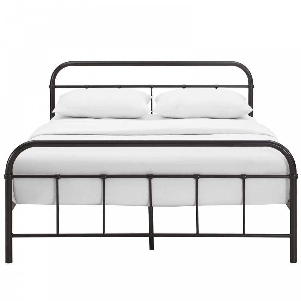 Maisie Queen Stainless Steel Bed Frame, Brown