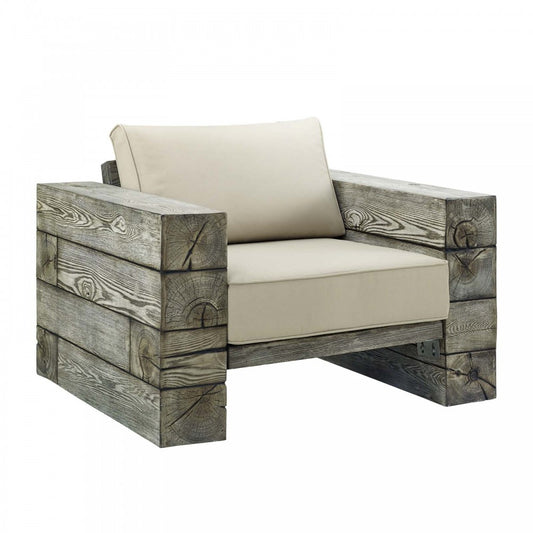 Manteo Rustic Coastal Outdoor Patio Sunbrella Lounge Armchair