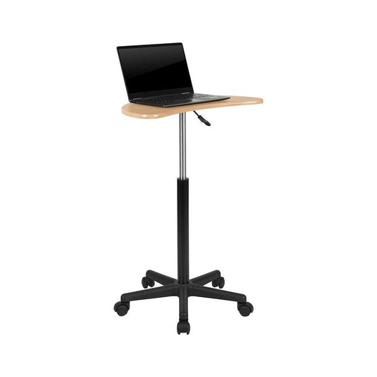 Maple Sit to Stand Mobile Laptop Computer Desk