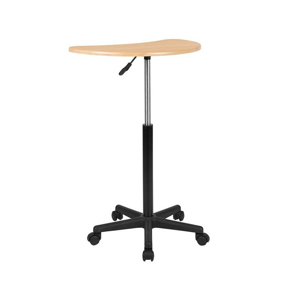 Maple Sit to Stand Mobile Laptop Computer Desk