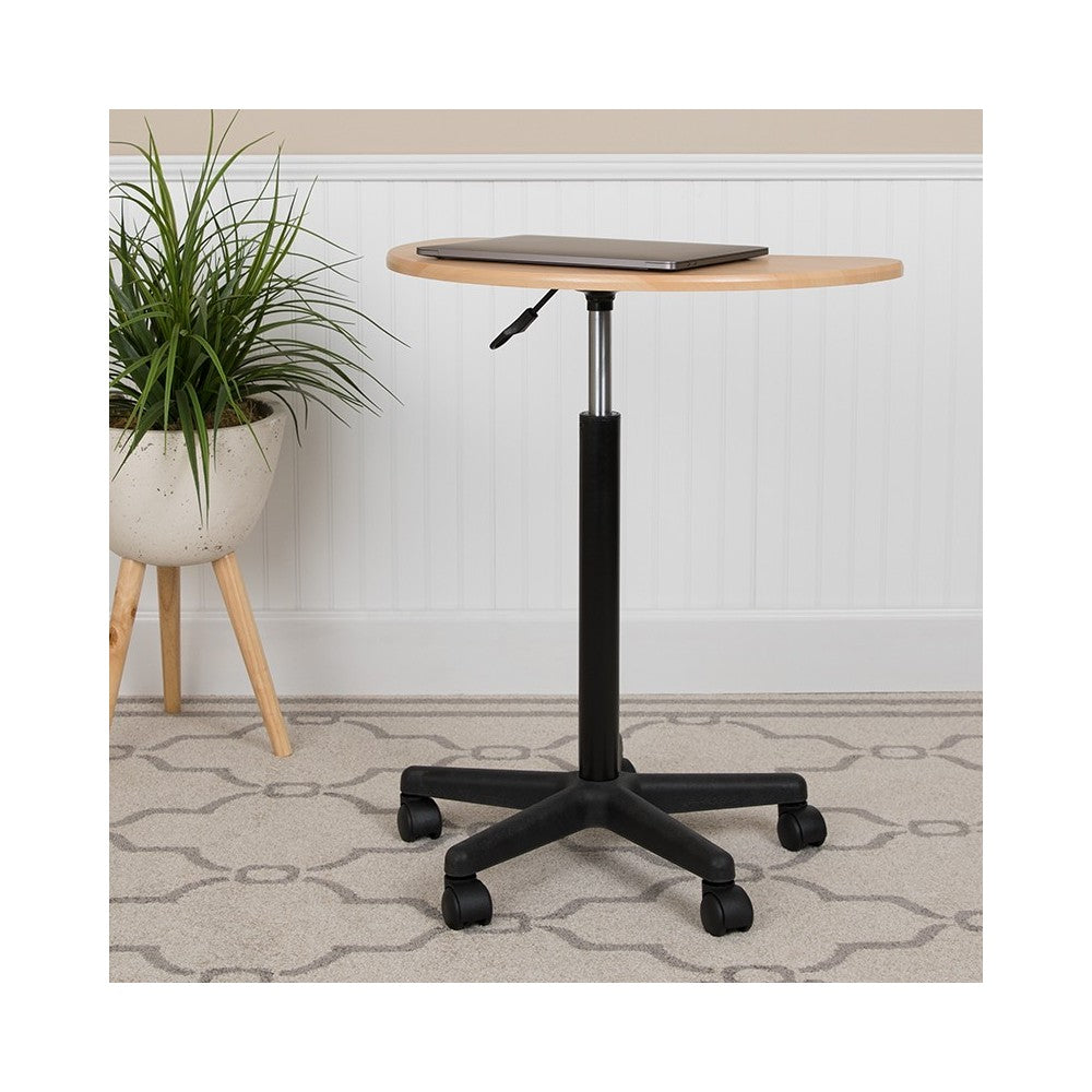 Maple Sit to Stand Mobile Laptop Computer Desk