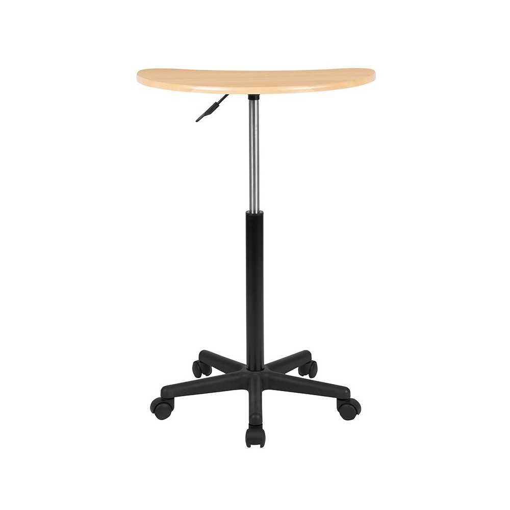 Maple Sit to Stand Mobile Laptop Computer Desk