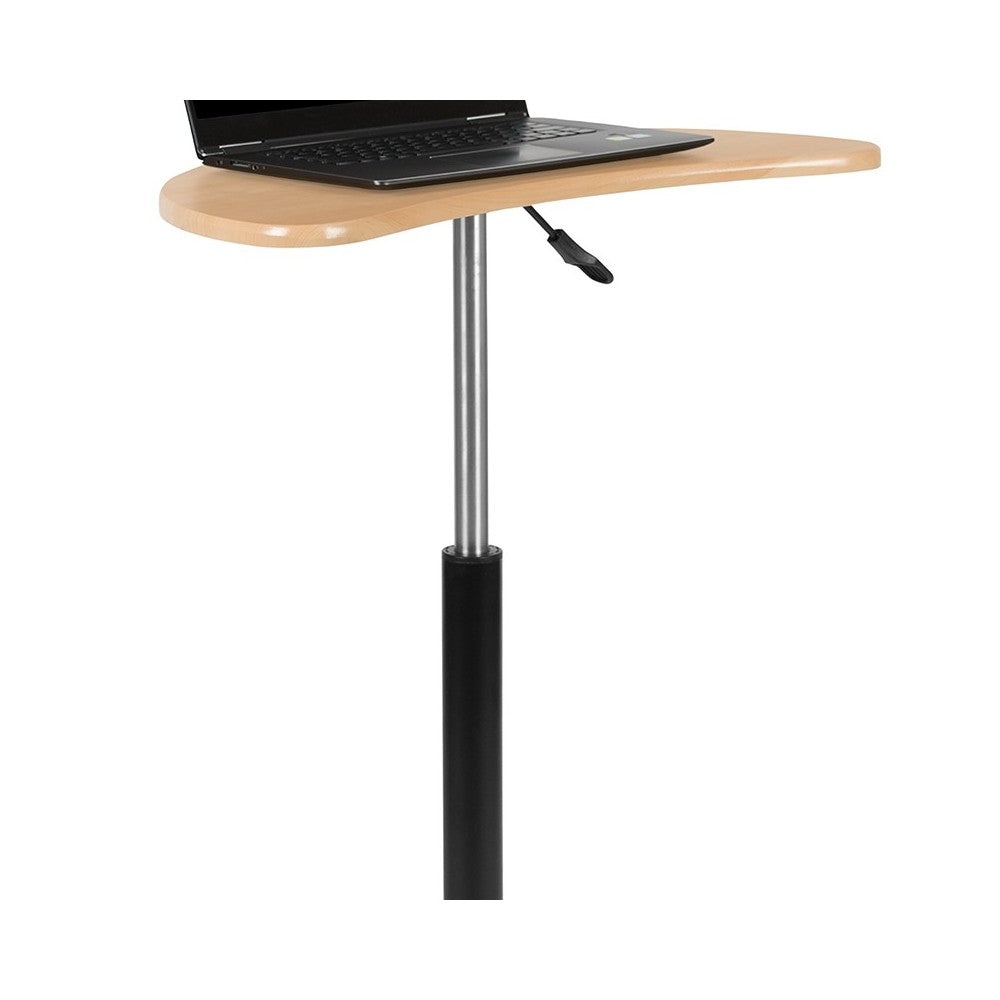 Maple Sit to Stand Mobile Laptop Computer Desk