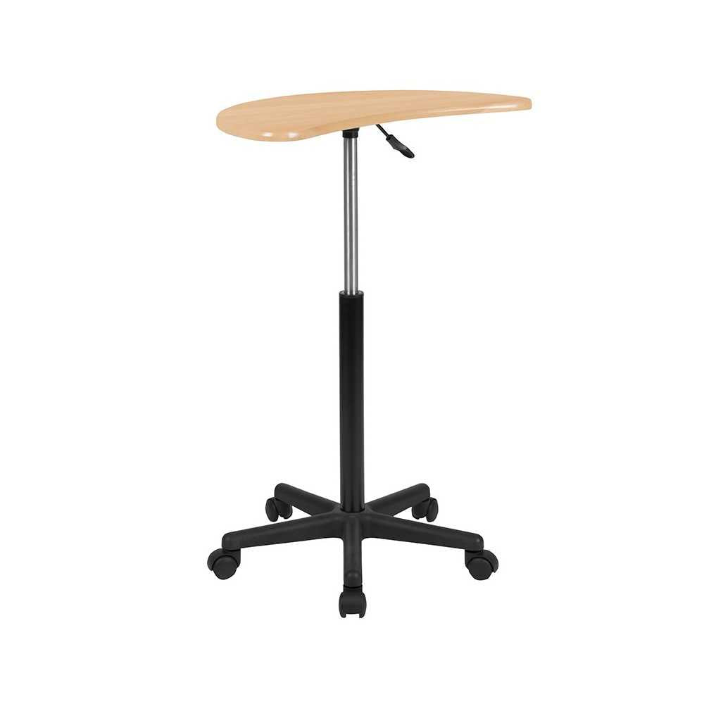 Maple Sit to Stand Mobile Laptop Computer Desk