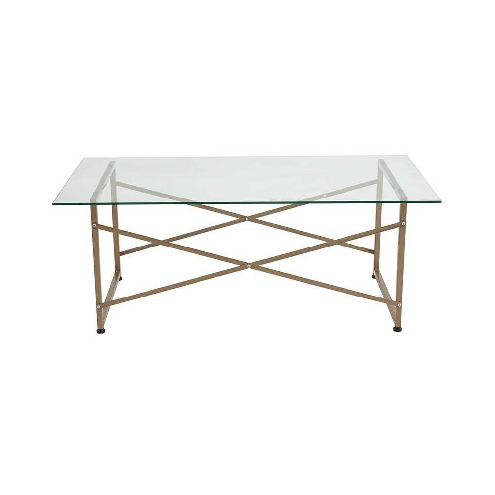 Mar Vista Collection Glass Coffee Table with Matte Gold Frame