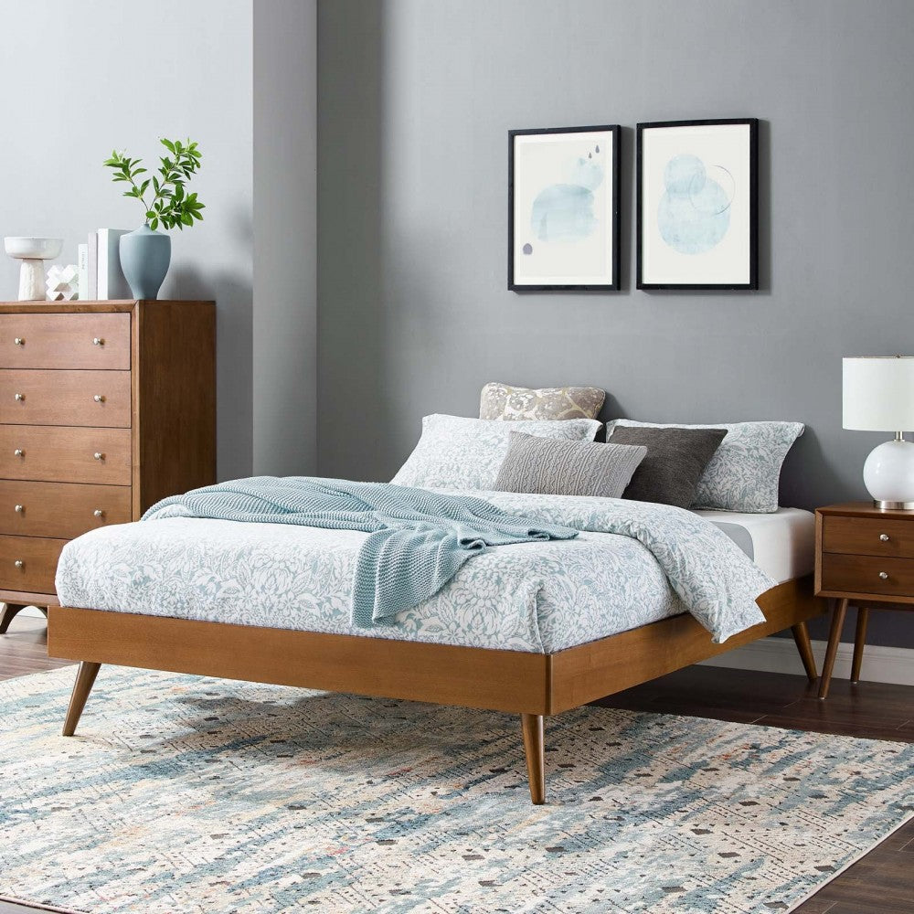 Margo Full Wood Platform Bed Frame, Walnut