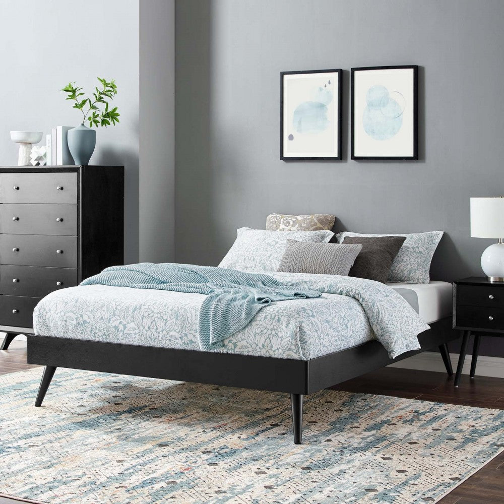 Margo Full Wood Platform Bed Frame, Black