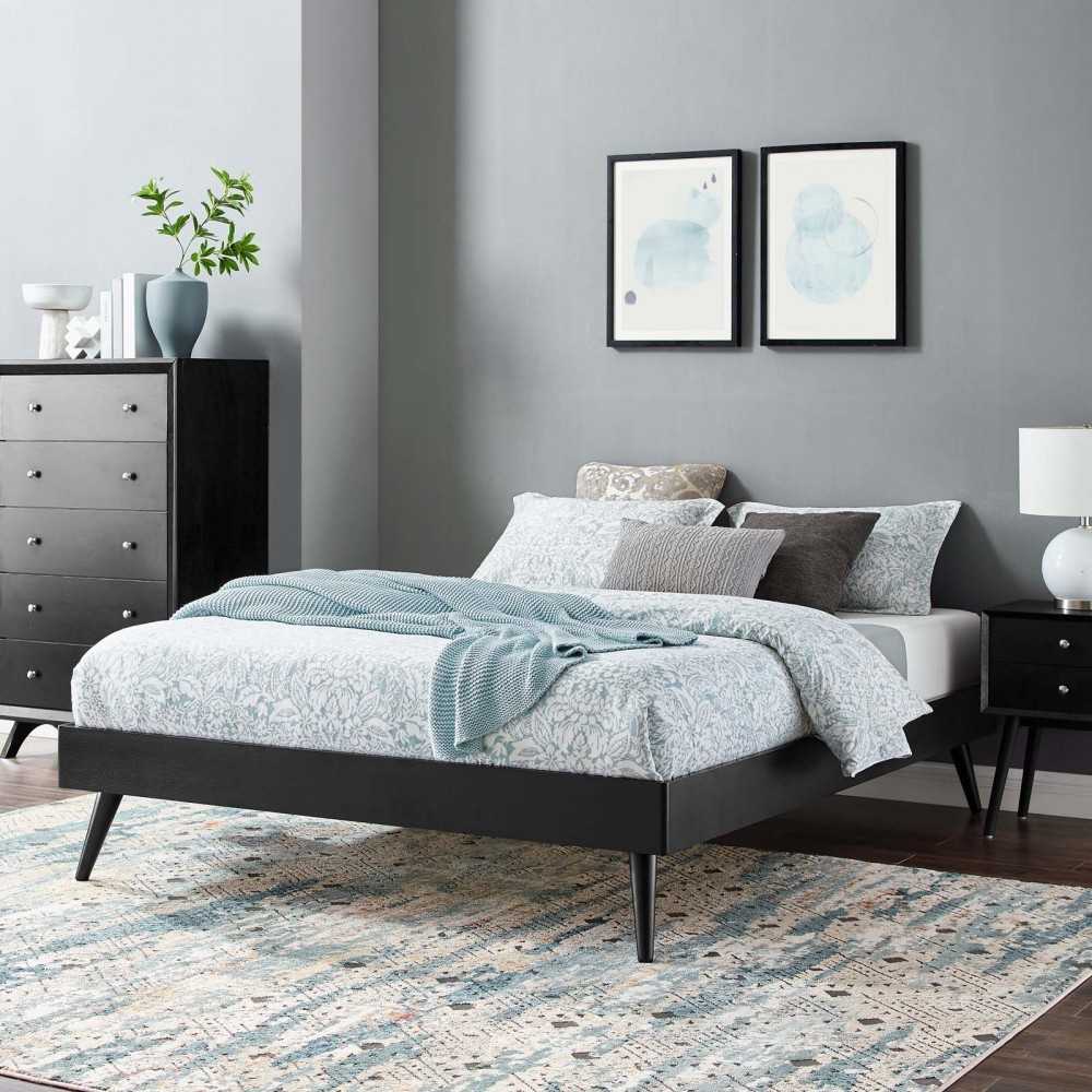 Margo Queen Wood Platform Bed Frame, Black