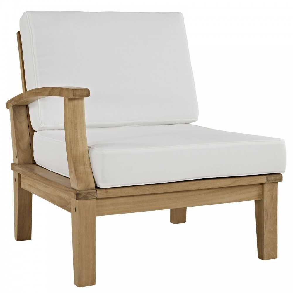 Marina 10 Piece Outdoor Patio Teak Set, Natural White, EEI-1489-NAT-WHI-SET