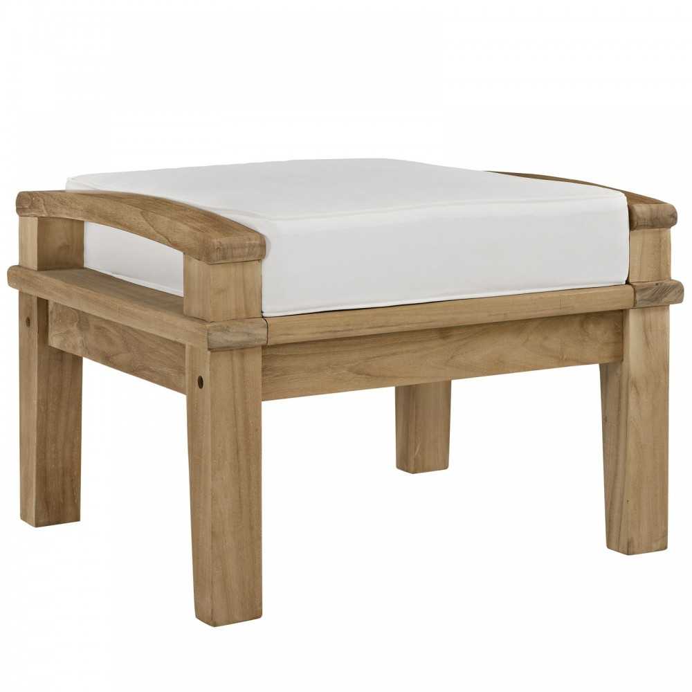 Marina 10 Piece Outdoor Patio Teak Set, Natural White, EEI-1489-NAT-WHI-SET