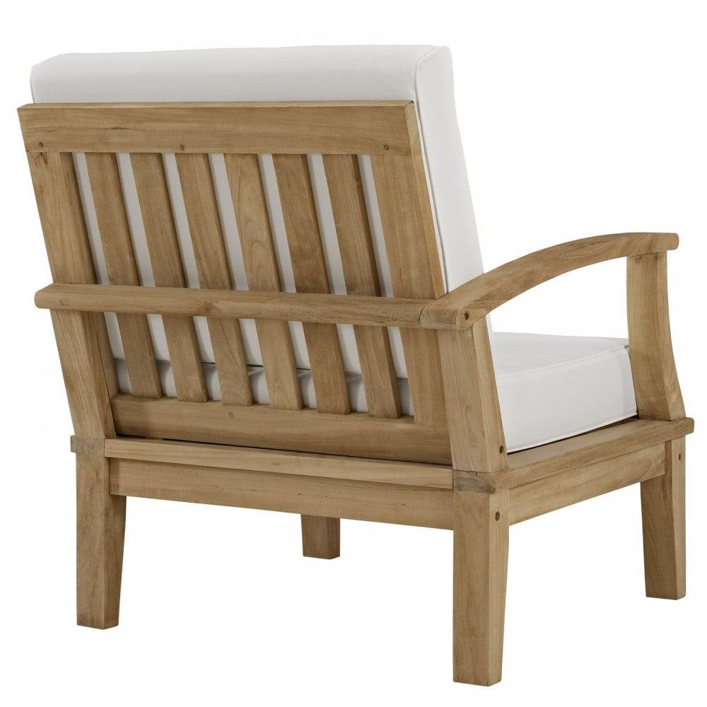 Marina 10 Piece Outdoor Patio Teak Set, Natural White, EEI-1489-NAT-WHI-SET