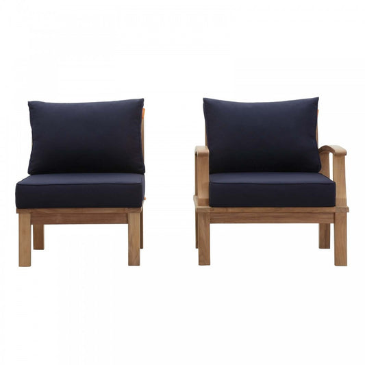 Marina 2 Piece Outdoor Patio Teak Set, Natural Navy, EEI-1823-NAT-NAV-SET