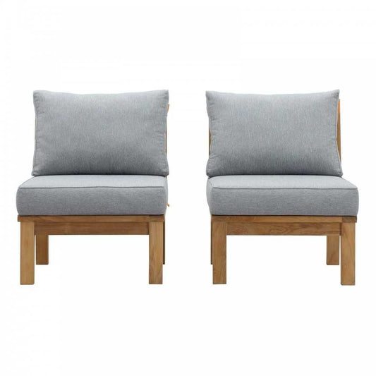 Marina 2 Piece Outdoor Patio Teak Set, Natural Gray, EEI-1821-NAT-GRY-SET