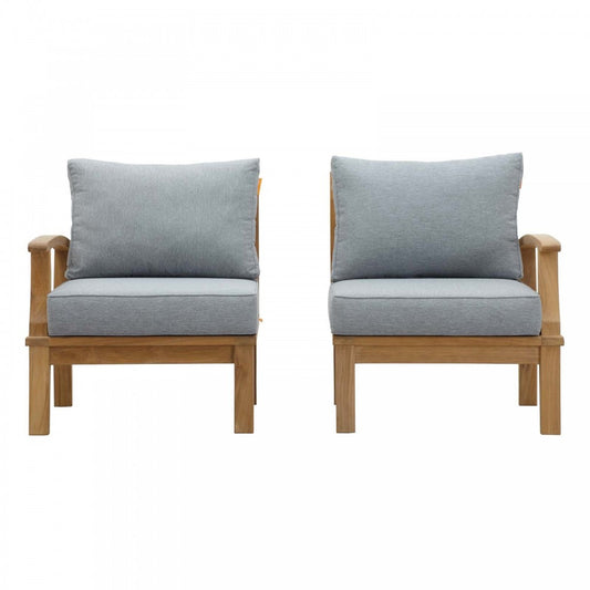 Marina 2 Piece Outdoor Patio Teak Set, Natural Gray, EEI-1822-NAT-GRY-SET