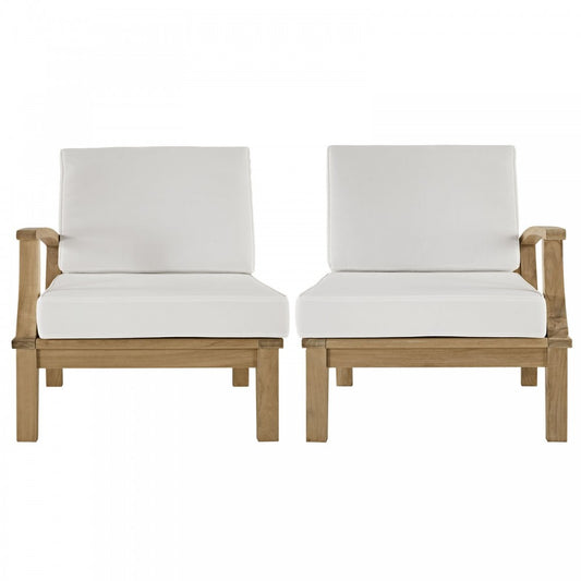 Marina 2 Piece Outdoor Patio Teak Set, Natural White, EEI-1822-NAT-WHI-SET