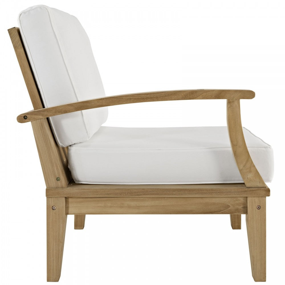 Marina 2 Piece Outdoor Patio Teak Set, Natural White, EEI-1822-NAT-WHI-SET