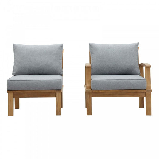 Marina 2 Piece Outdoor Patio Teak Set, Natural Gray, EEI-1823-NAT-GRY-SET