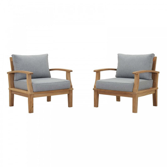 Marina 2 Piece Outdoor Patio Teak Set, Natural Gray, EEI-1819-NAT-GRY-SET
