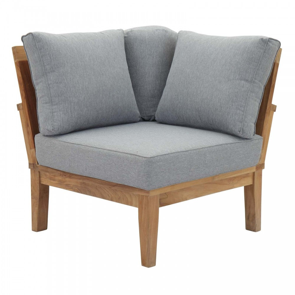 Marina 3 Piece Outdoor Patio Teak Set, Natural Gray, EEI-1820-NAT-GRY-SET