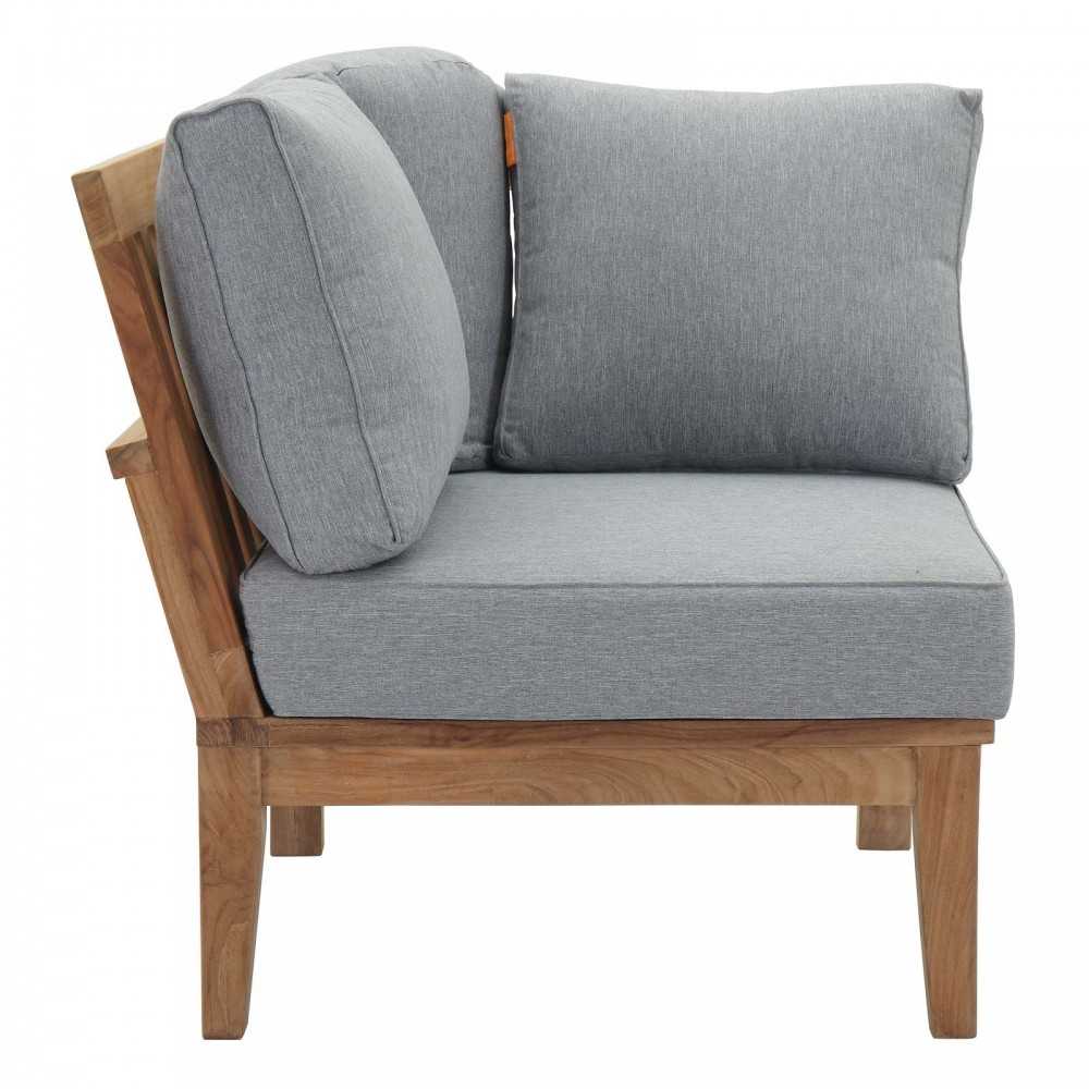 Marina 3 Piece Outdoor Patio Teak Set, Natural Gray, EEI-1820-NAT-GRY-SET