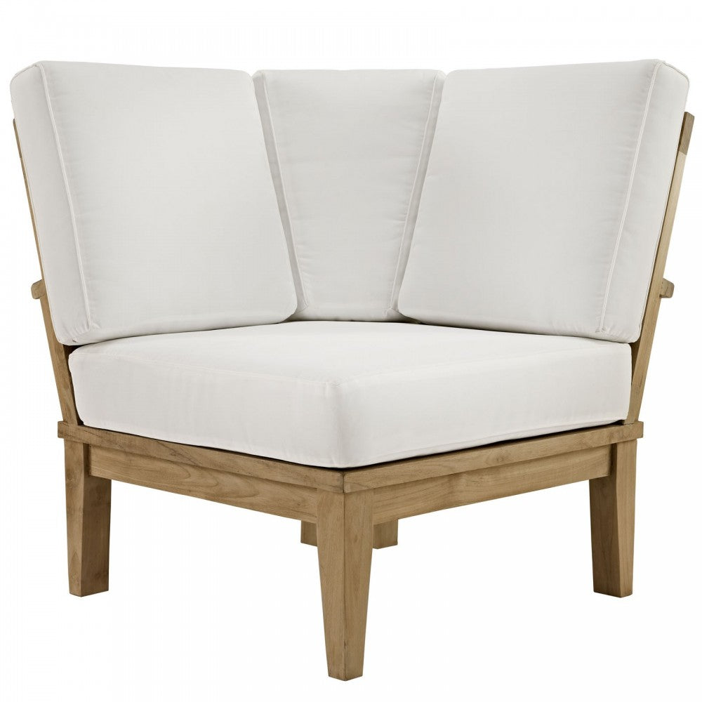 Marina 3 Piece Outdoor Patio Teak Set, Natural White, EEI-1820-NAT-WHI-SET