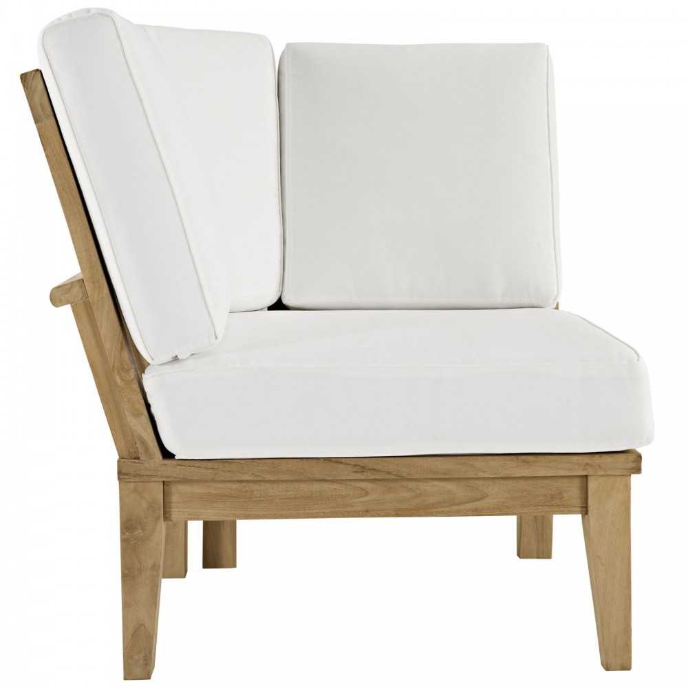 Marina 3 Piece Outdoor Patio Teak Set, Natural White, EEI-1820-NAT-WHI-SET