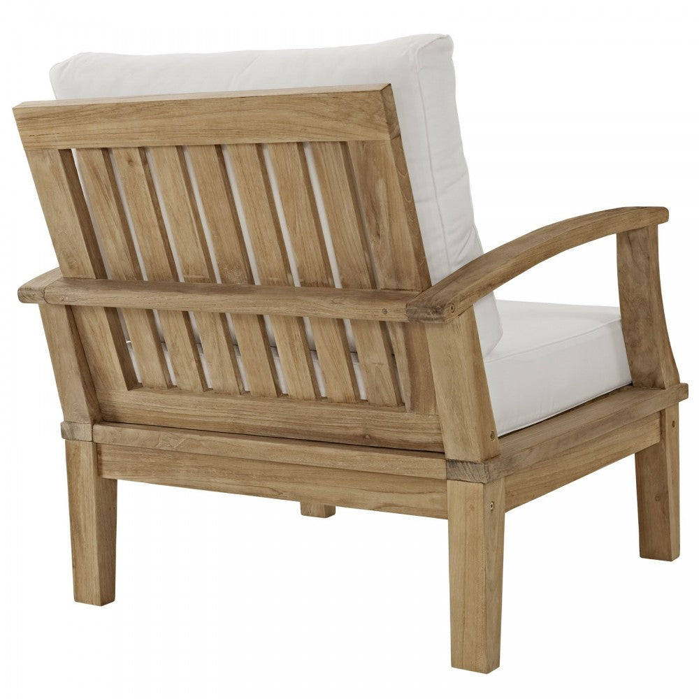Marina 4 Piece Outdoor Patio Teak Set, Natural White, EEI-1537-NAT-WHI-SET